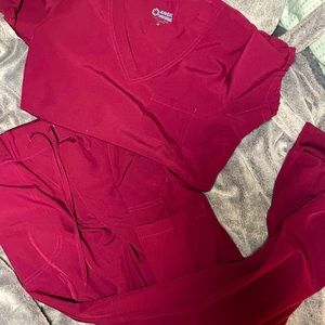 Burgundy scrub jogger SET